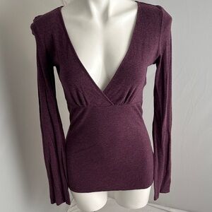Express Y2K purple heather surplice neckline long sleeve t-shirt L